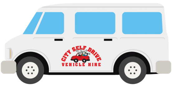 illustrated grey mini bus