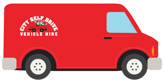 illustrated red van